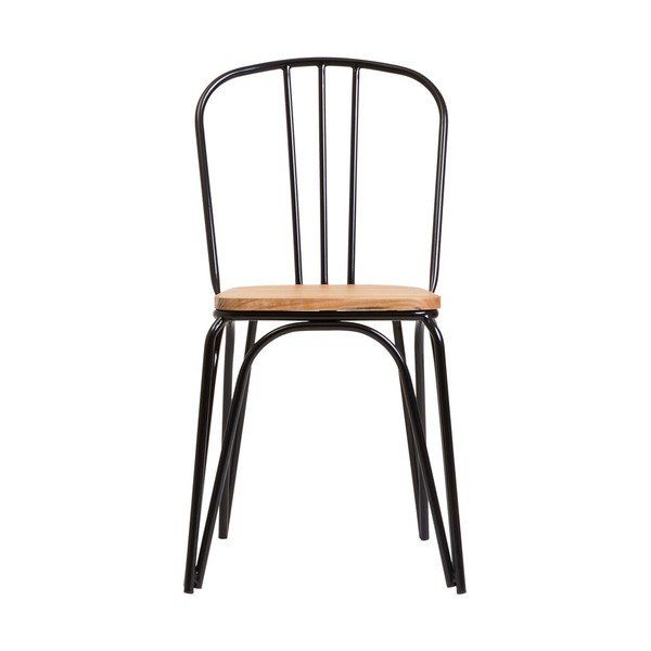 Sedia da pranzo nera in olmo massiccio District – Premier Housewares-image-2