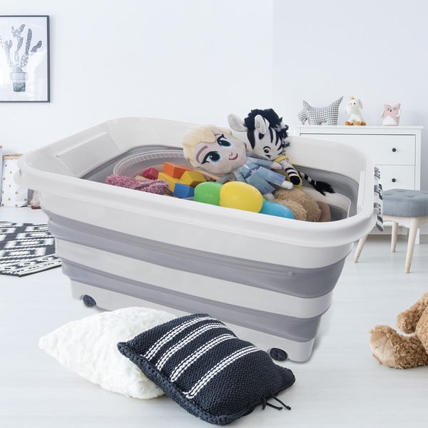 Contenitore in plastica bianca-grigia con coperchio 54x39x28 cm Kemp - Orion-image-1