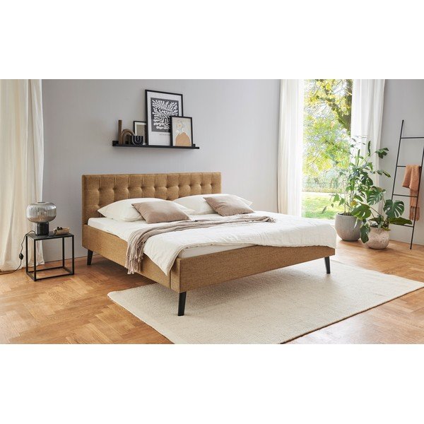 Letto matrimoniale imbottito marrone rete non inclusa 180x200 cm Empire – Meise Möbel-image-1