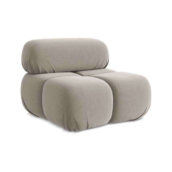 Parte divano componibile beige con rivestimento in velluto Lokua – Makamii-image-1