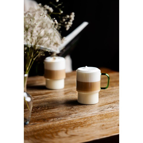 Tazze in set per cappuccino verdi in vetro 2 pz 350 ml Livio – Vialli Design-image-3