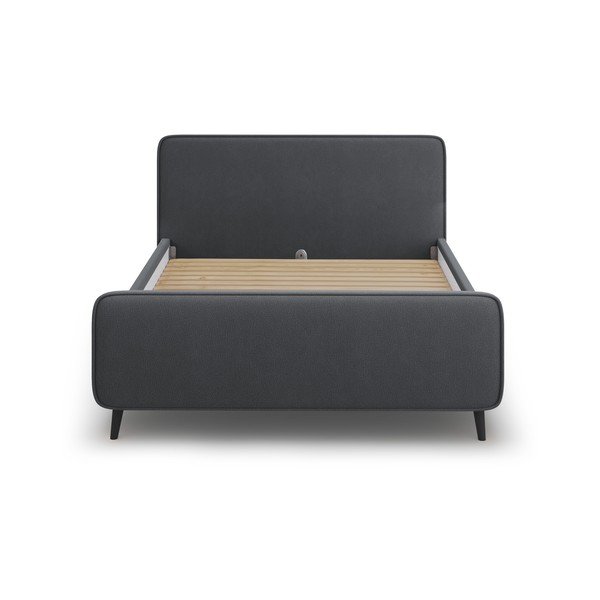 Letto matrimoniale imbottito grigio scuro con griglia 140x200 cm Kaia - Micadoni Home-image-2
