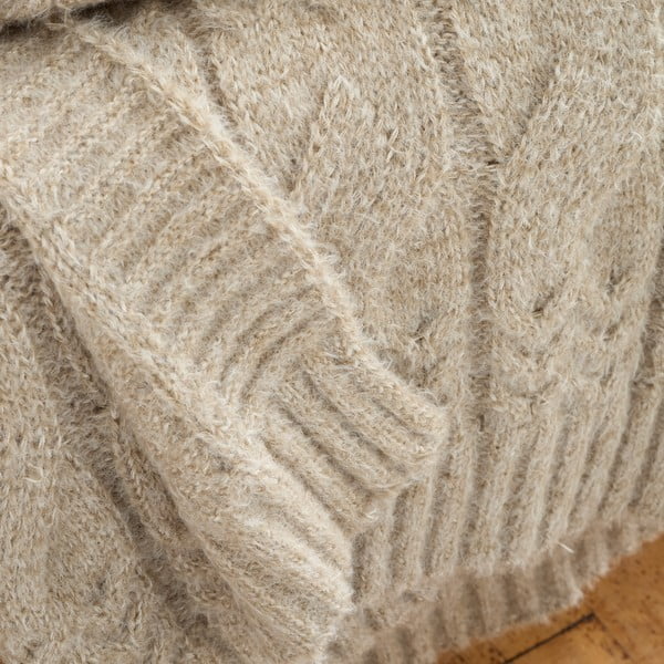 Coperta beige a maglia 150x200 cm Cable Knit - Bianca-image-3