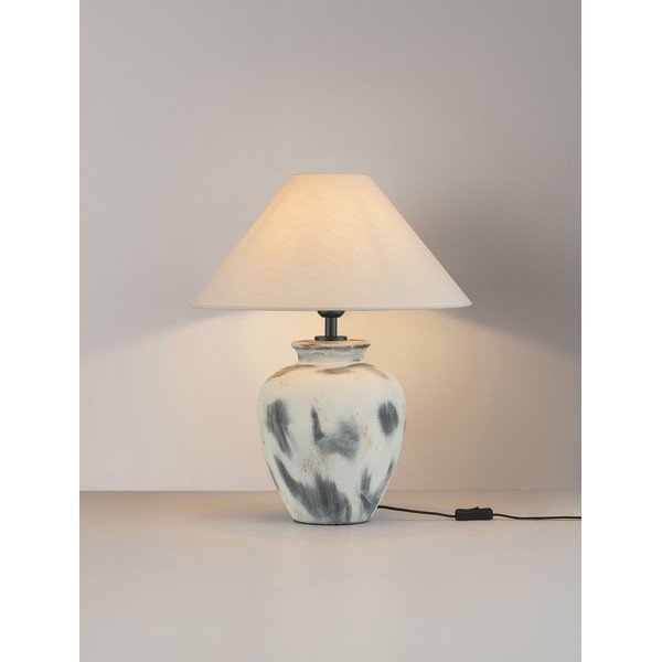 Lampada da tavolo bianca/grigia in ceramica con paralume in tessuto (altezza totale 55 cm) Lupe – Nova Luce-image-3