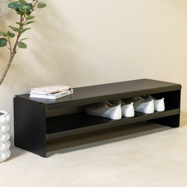 Scarpiera nera in acciaio 101,5x28x31 cm Linea – Spinder Design-image-1