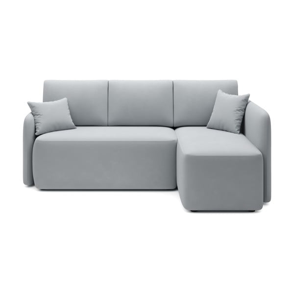 Divano angolare grigio chiaro allungabile/con contenitore (con penisola a destra/con chaise lounge) e rivestimento in velluto Hadson – ELTAP