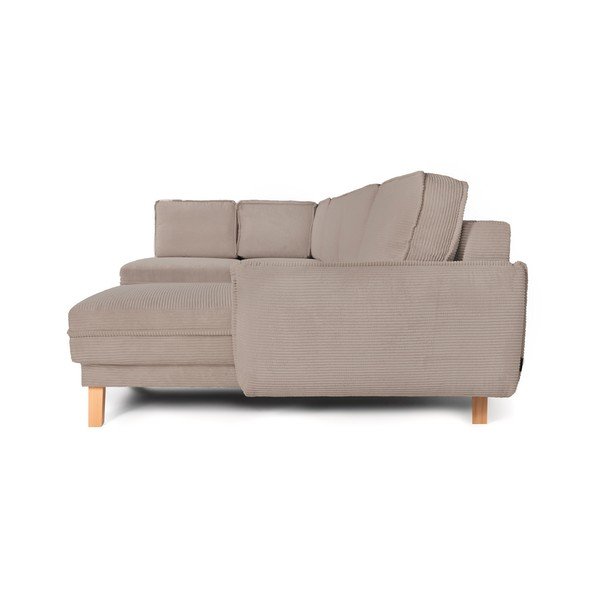 Divano angolare grigio tortora allungabile/con contenitore (con penisola a sinistra/a U) con rivestimento in velluto a coste Tori – Bonami Selection-image-4