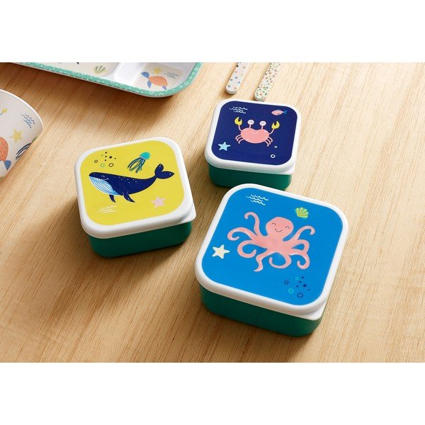 Portapranzo per bambini verdi in plastica 3 pz Ocean – Ladelle-image-1