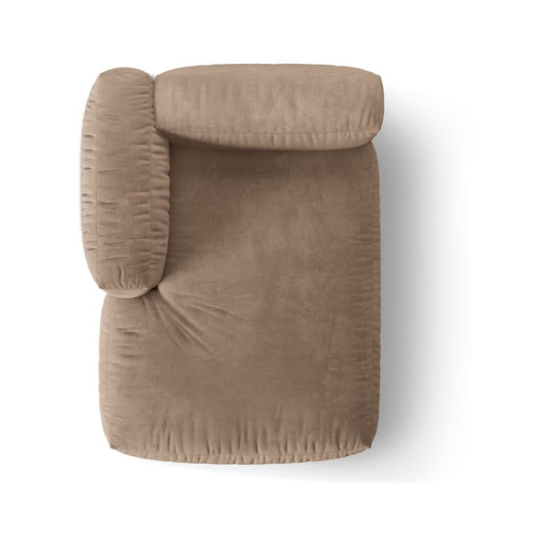 Parte divano componibile marrone chiaro (con penisola a sinistra) con rivestimento in velluto Martina – Micadoni -image-3