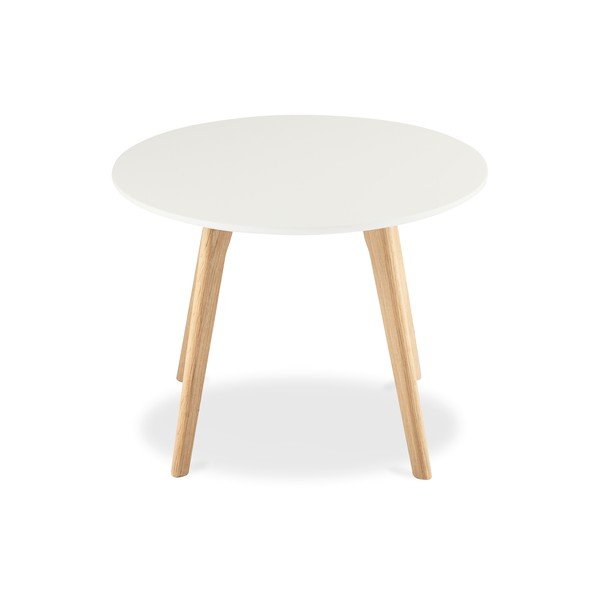 Bílý konferenční stolek s nohami z dubového dřeva Furnhouse Life, Ø 60 cm-image-1
