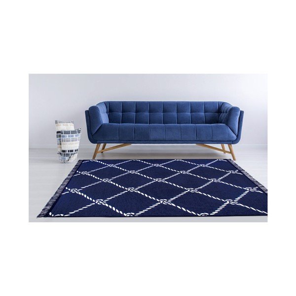 Tappeto bifacciale blu e bianco Corda, 160 x 250 cm - Cihan Bilisim Tekstil-image-3