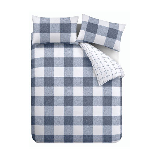 Biancheria da letto bianca e blu 200x135 cm Bold Check - Cloudsoft