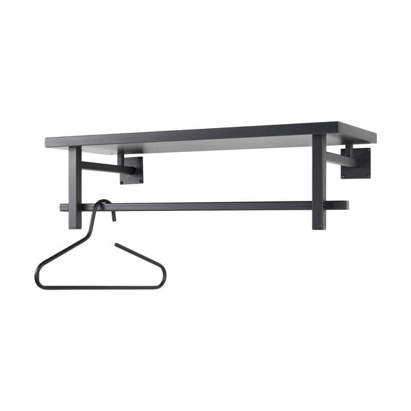 Attaccapanni da parete nero in metallo con scaffale 76 cm Simplon – Spinder Design-image-2