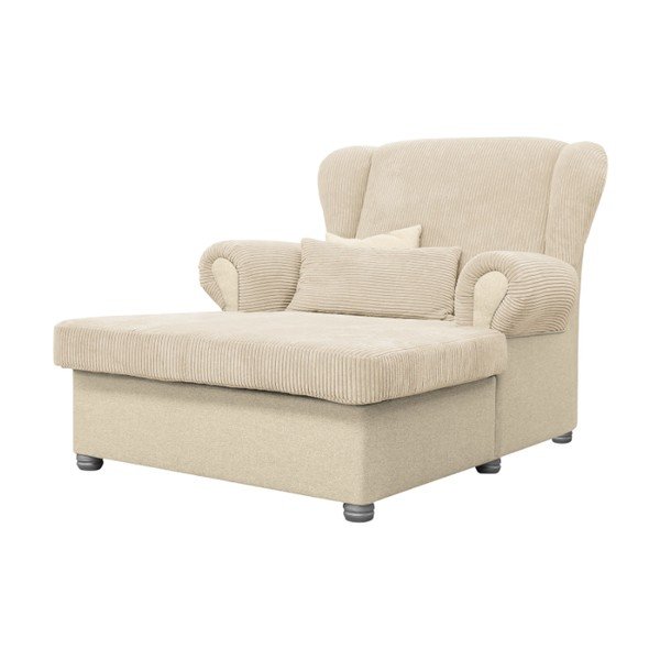 Chaise longue beige con rivestimento in velluto a coste Lord – Ropez
