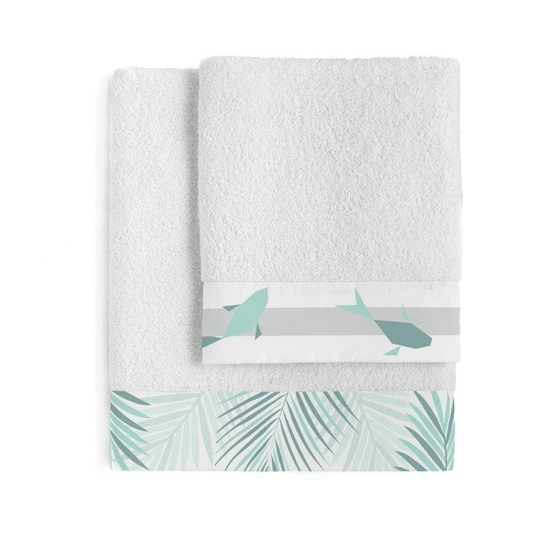Set di 2 asciugamani in cotone Zigzag - Blanc