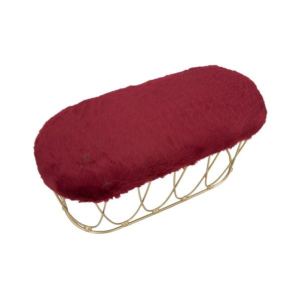 Panca imbottita rosso borgogna con struttura in ferro color oro Amelia - Mauro Ferretti-image-2