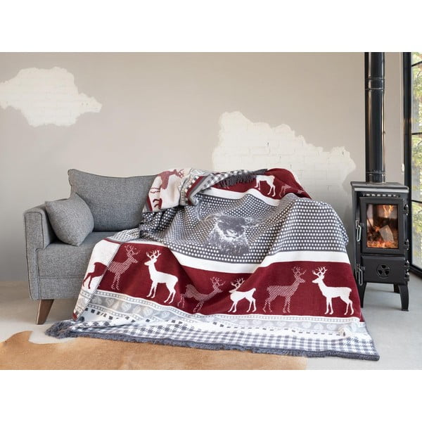 Copriletto rosso/grigio 150x200 cm – Mila Home-image-2