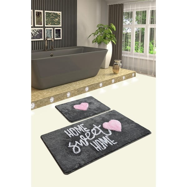 Set di 2 tappeti da bagno rettangolari grigi Home - Foutastic-image-1