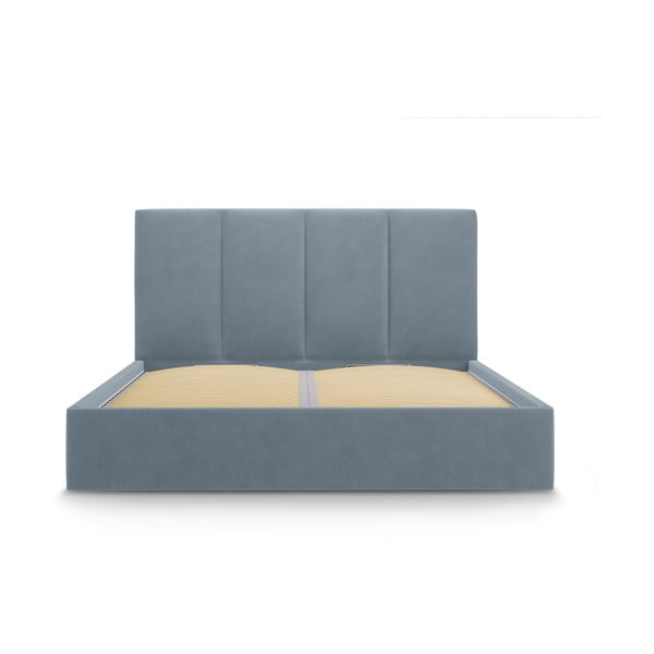 Letto matrimoniale imbottito azzurro con contenitore con griglia 180x200 cm Juniper - Mazzini Beds-image-2