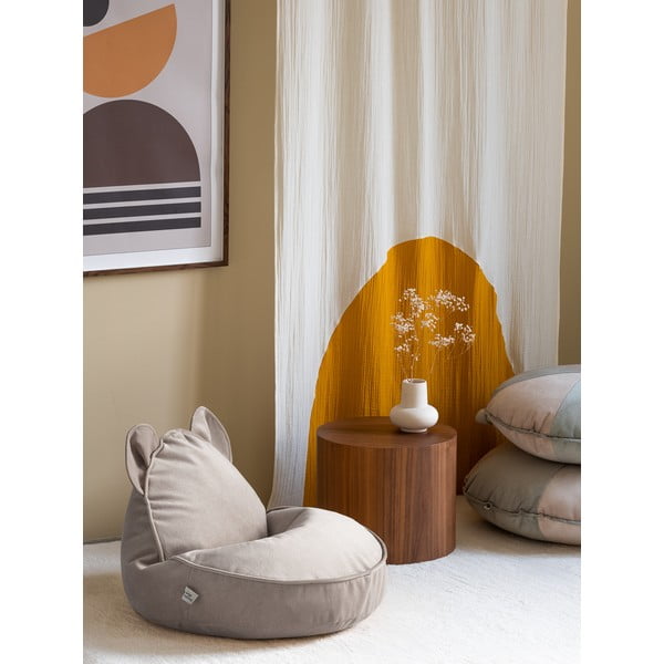 Pouf a sacco per bambini beige con rivestimento in velluto Bear – Wigiwama-image-2