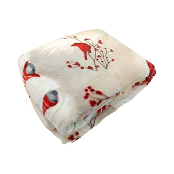 Coperta color crema in micropile a tema natalizio 150x200 cm Goblin – My House