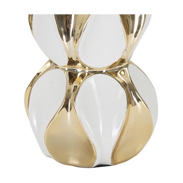 Lampada da tavolo bianca/dorata in ceramica con paralume in tessuto (altezza totale 46 cm) Glam Balls – Mauro Ferretti-image-4