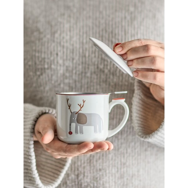 Tazza color crema in gres a tema natalizio con filtro 300 ml Valentin – Bloomingville-image-1