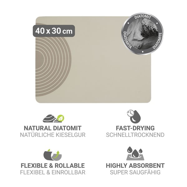 Tappetino scolapiatti beige in gomma 40x30 cm Dima – Wenko-image-3