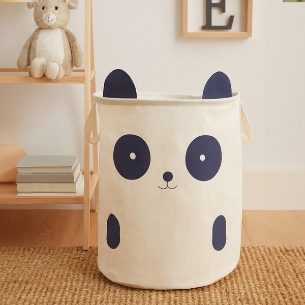 Cesta per giochi da bambino bianca in tessuto ø 38x48 cm Mimo Panda Face – Premier Housewares-image-1