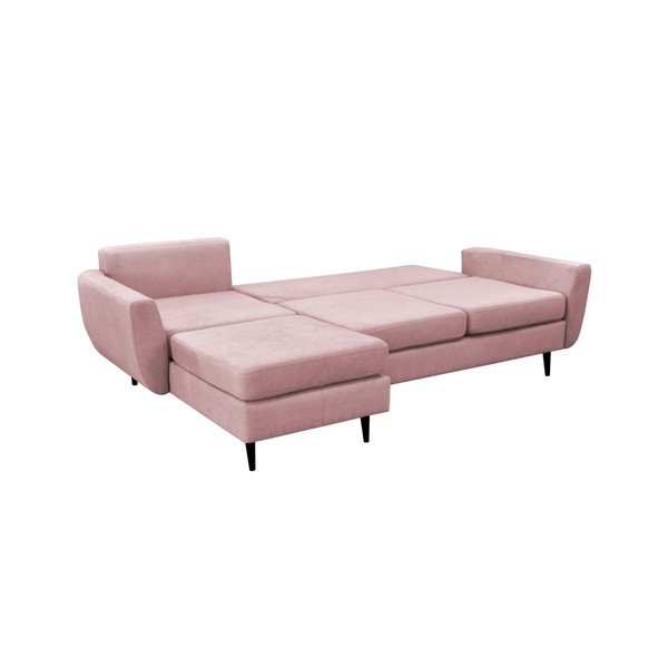 Divano letto rosa chiaro con gambe nere Hortensia, angolo sinistro - Mazzini Sofas-image-4
