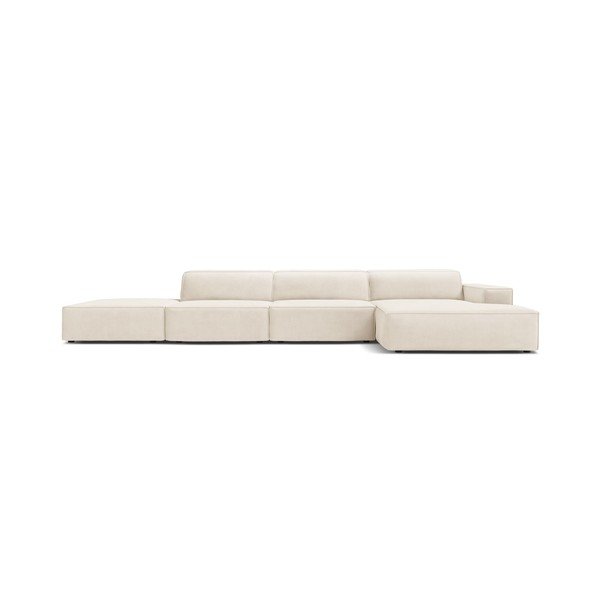 Divano angolare componibile color crema (con penisola a destra/con chaise lounge) con rivestimento in velluto Jodie – Micadoni -image-3