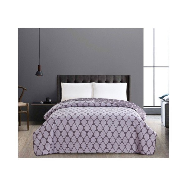 Copriletto bifacciale grigio in microfibra Rombi, 220 x 240 cm Hypnosis - DecoKing