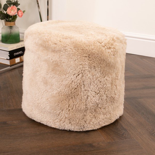 Pouf in pelle di pecora color crema - Native Natural-image-1