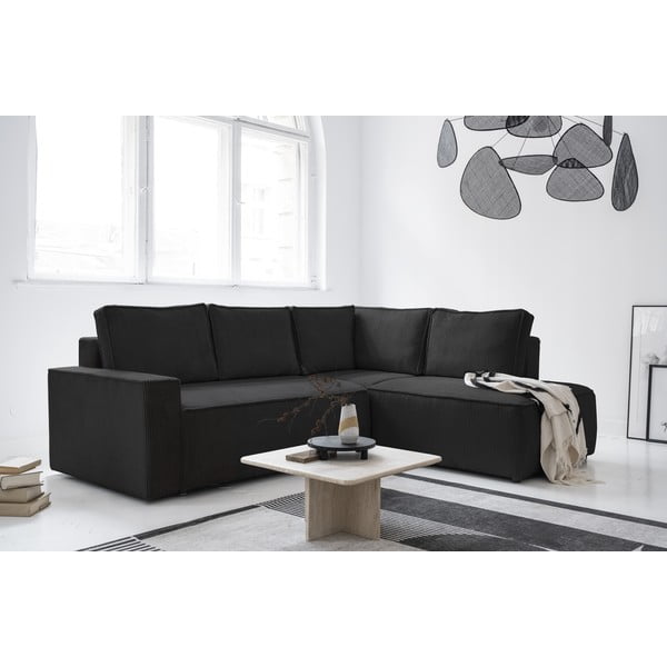 Divano letto angolare in velluto a coste color antracite Brave Dave - Miuform-image-3