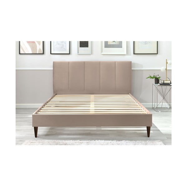 Letto matrimoniale imbottito beige con griglia 160x200 cm Vivara - Bobochic Paris-image-3