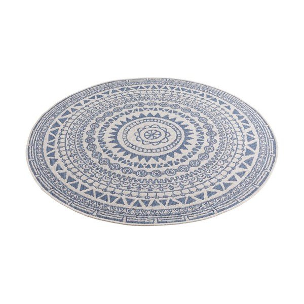 Tappeto da esterno blu e crema , ø 140 cm Coron - NORTHRUGS-image-2