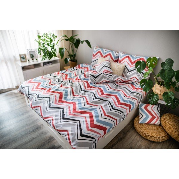 Set copripiumino e federa blu/grigio in raso di cotone per letto singolo 3 pezzi 140x200 cm Marina – JAHU collections-image-3