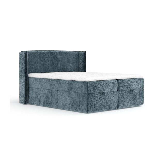 Letto boxspring blu con spazio contenitivo 200x200 cm Passion – Maison de Rêve