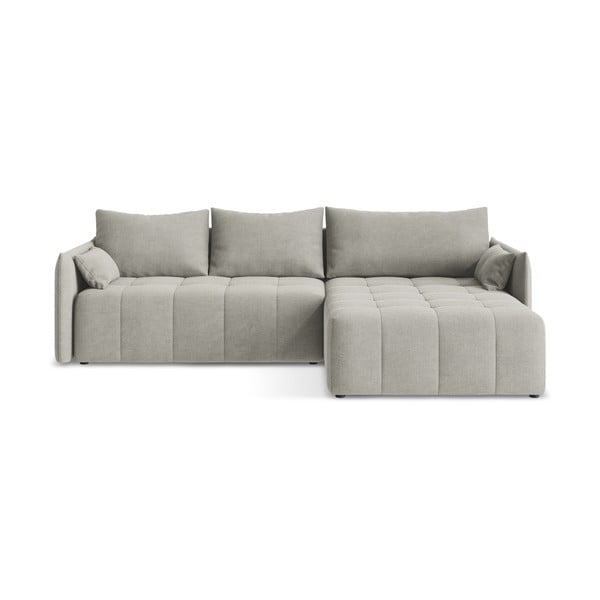 Divano angolare grigio chiaro allungabile/con contenitore (con penisola a destra/con chaise lounge) Moku – Makamii