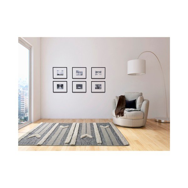Tappeto bianco e grigio Cheroky Line, 55 x 110 cm - Universal-image-1