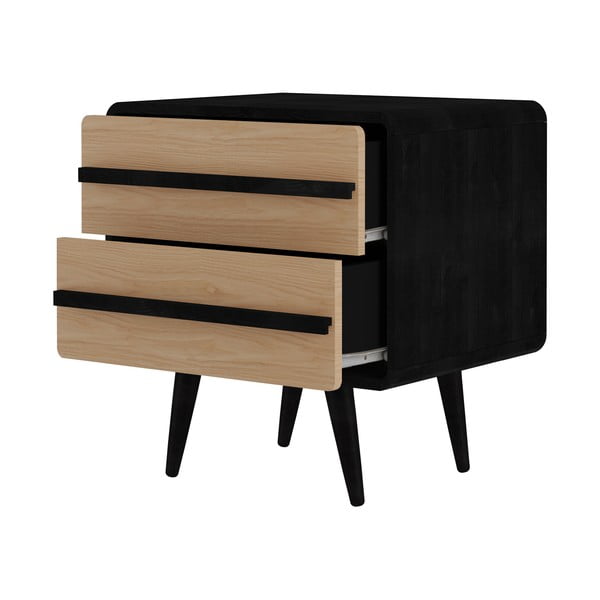 Comodino in colore naturale con motivo in nero Chantal - Støraa-image-2