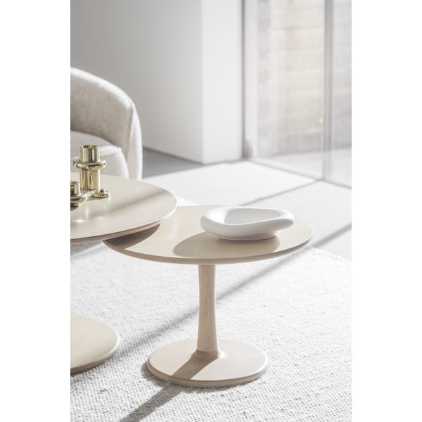 Tavolino rotondo in rovere decorato in colore naturale 60x60 cm Hobart - Rowico-image-1