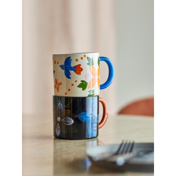 Tazze in set nere/beige in ceramica 2 pz 300 ml Maricala – Bloomingville-image-1