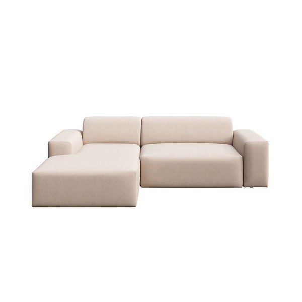 Divano angolare beige (con penisola a sinistra e chaise lounge) rivestito in velluto Villet – Rodier
