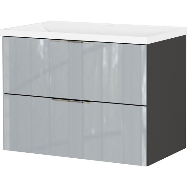 Mobile da lavabo grigio lucido da appendere 81x61 cm Celano – Germania