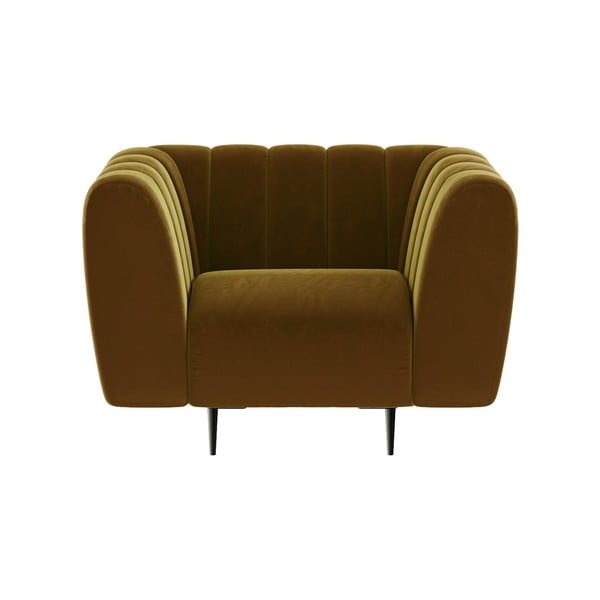 Poltrona in velluto giallo miele Shel - Ghado-image-4