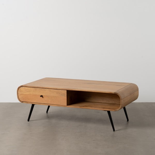 Tavolino da salotto di colore naturale in legno mindi massiccio 60x120 cm Mahón – Ixia-image-2