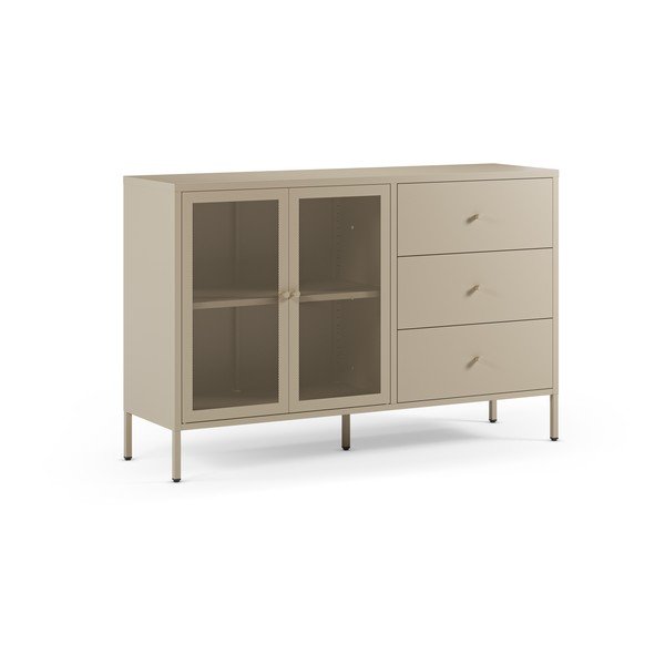 Cassettiera color crema in metallo 140x90x40 cm Fayna – Marckeric-image-4