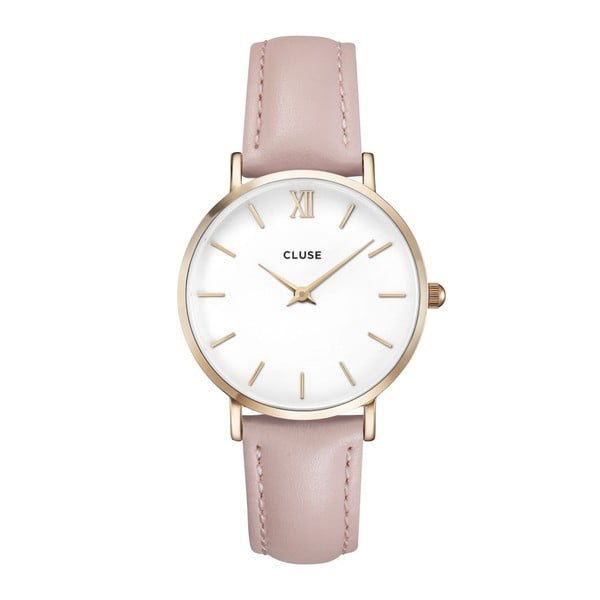 Orologio da donna con cinturino in pelle rosa La Minuit - Cluse