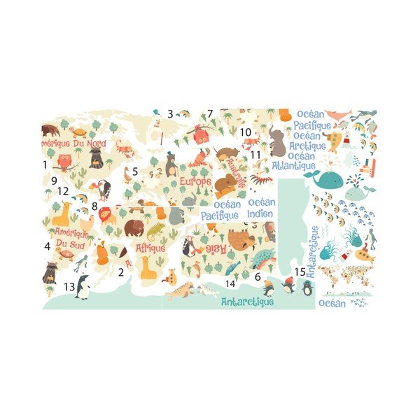 Mappa per bambini 130x130 cm Pastel World Map – Ambiance-image-1